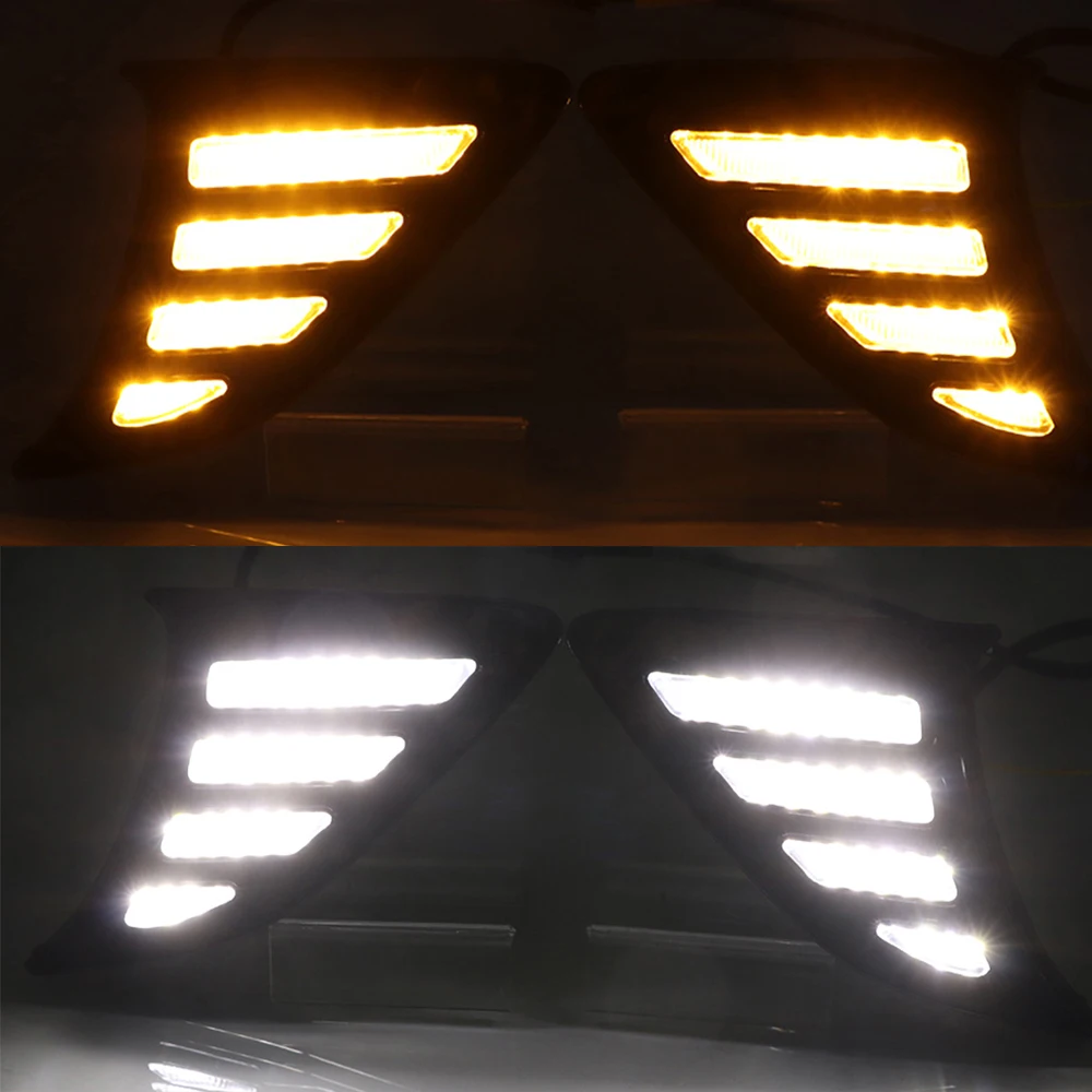 CSCSNL 2Pcs DRL For Suzuki Ciaz Led Daytime Running Lights DRL With Yellow Turn Signal Lamp Fog Lamp - Цвет: White and Yellow