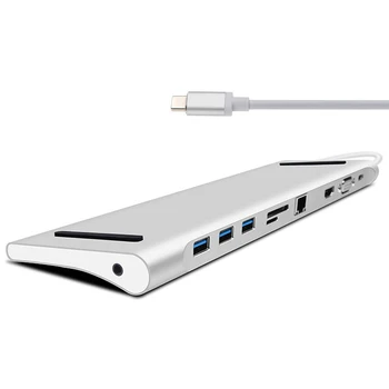 

VGA HDM Ethernet 3 HUB TF SD Charger Card Reader Multiport Adapter 11 in 1 to Docking USB-C