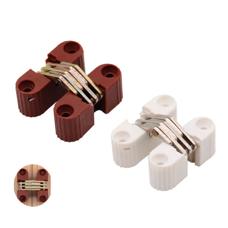 Dobradiças Ocultas de Plástico Peças 33×11 mm Dobrável Invisível Dobradiça Cruzada para Porta Janela Mesa de Jantar Acessórios de Móveis