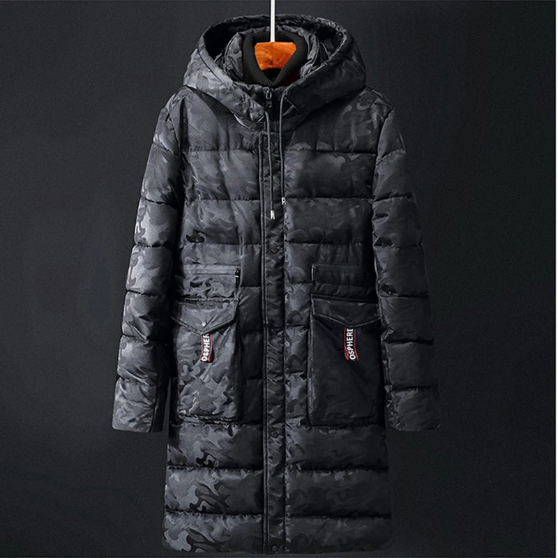 Black 8XL, 9XL, 10XL, Толстая теплая куртка, парка, для мужчин и женщин, с хлопковой подкладкой, камуфляжная, длинное пальто, с капюшоном, парки, черная, плюс размер, зимняя верхняя одежда - Цвет: Black