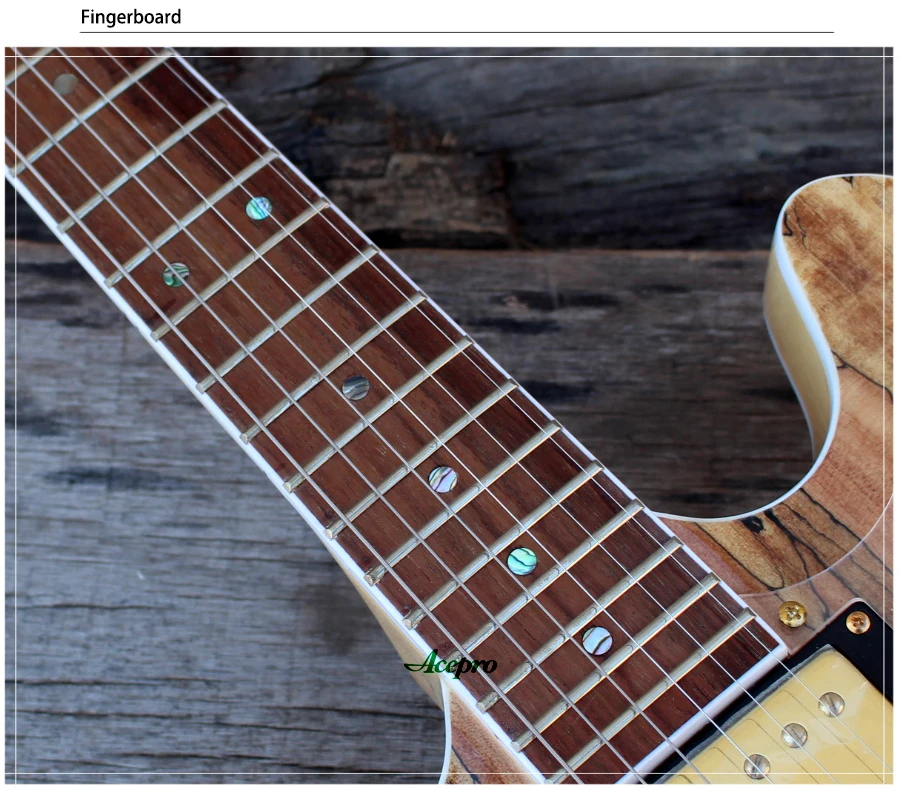 Высокое качество Acepro джаз электрогитара с Spalted клен, VB тремоло, мост Tonepro, Полу полый корпус Archtop Guitarra
