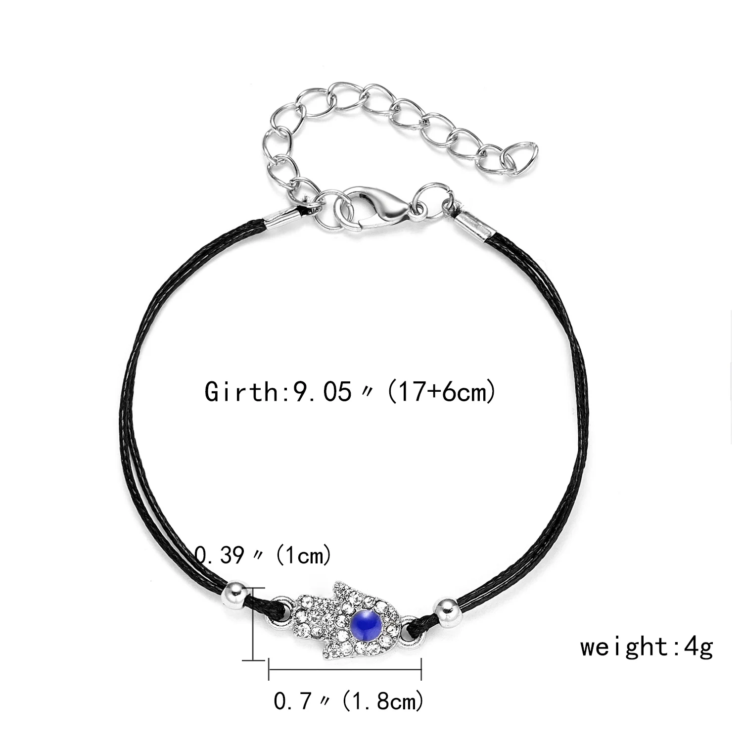 Rinhoo Handmade Vintage Rhinestone Palm Blue Evil Eye Pendant Link Chain Bracelet For Women Men Good Luck Bracelet bracelet jewelry