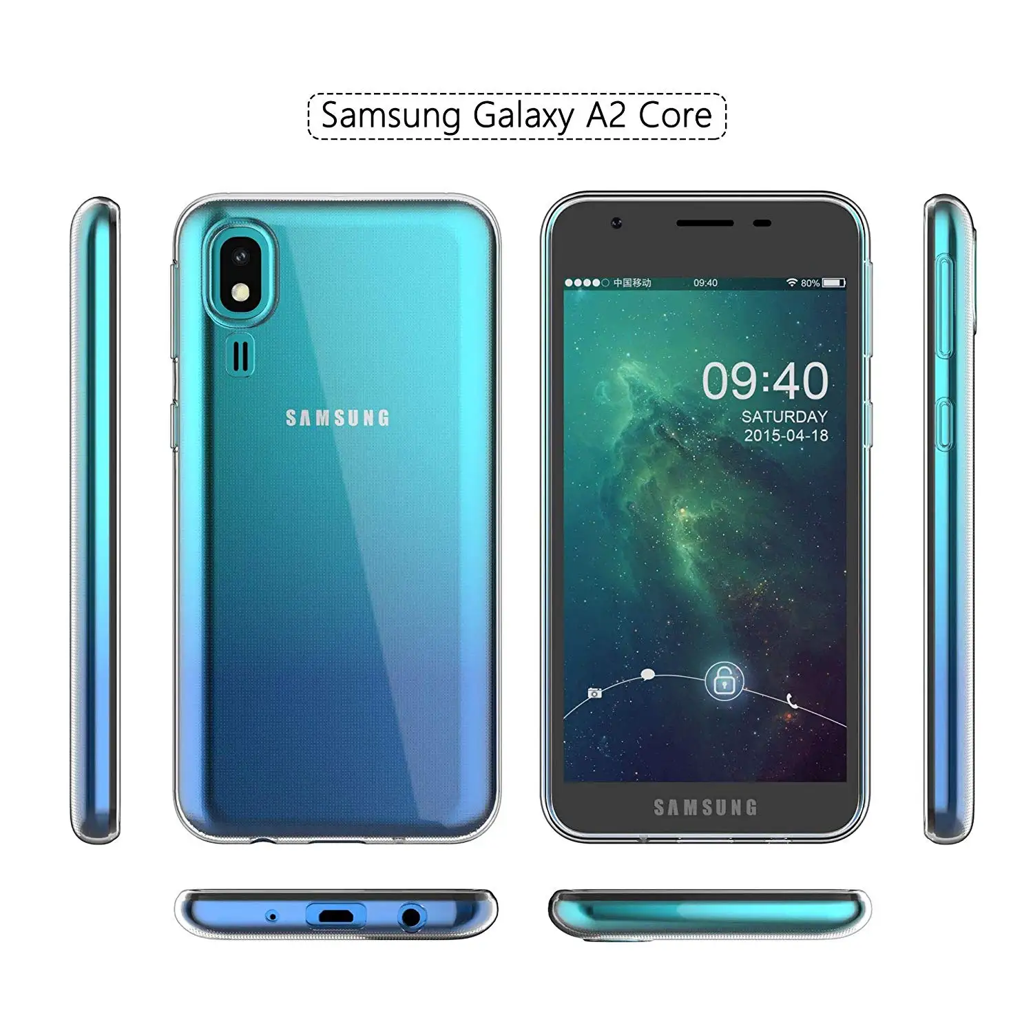Прозрачный флип чехол для Samsung Galaxy A2 Core задняя крышка прозрачный мягкий