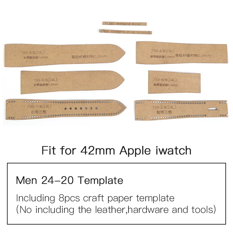 WUTA кожаный ремесленный шаблон 1 Набор ремешок для часов Трафарет Шаблон 0,56 мм Толстая крафт-бумага DIY для женщин и мужчин наручные часы - Цвет: Man 24-20 Template