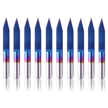 

10Pcs V Shape PCB Engraving Bits Blue Coating 3D Milling Cutter 30 Degree 0.1mm Tip 1/8inch Shank CNC Router Bit
