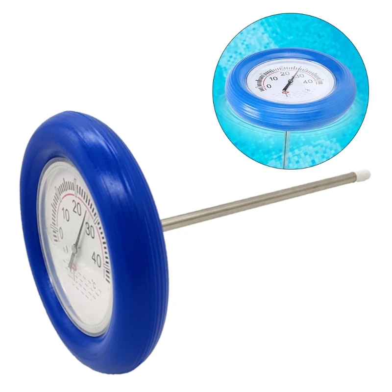 

Floating Pool Thermometer Large Centigrade Dial Plate Water Temperature Gauge with String for Spa Tub Pond Blue