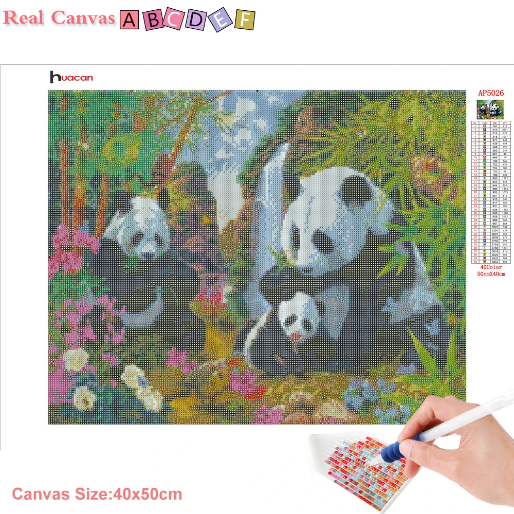 Huacan Diamond Embroidery Animal Full Square Picture Mosaic Rhinestone Home Decoration Diamond Painting Panda