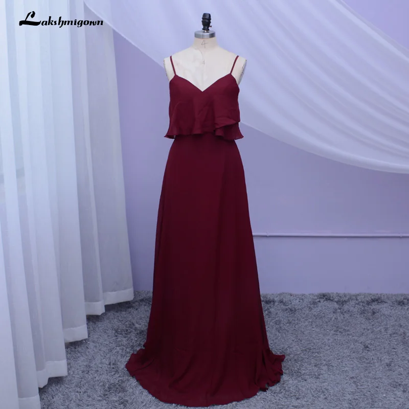 Robe demoiseur d'honneur Бордовые Платья для подружки невесты сексуальные Спагетти ремень Длина до пола свадебное платье для гостей платье подружки невесты