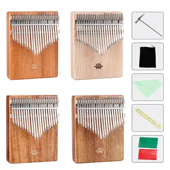 

21 Keys Thumb Piano Mahogany Maple Walnut Acacia with Tuning Hammer Musical Scale Sticker Cloth Bag Musical Instrument