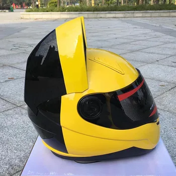 

Brand NITRINOS Yellow Safety Helmet Cat Motorcycle Helmet Personality Capacete Fashion Motorbike Helmet