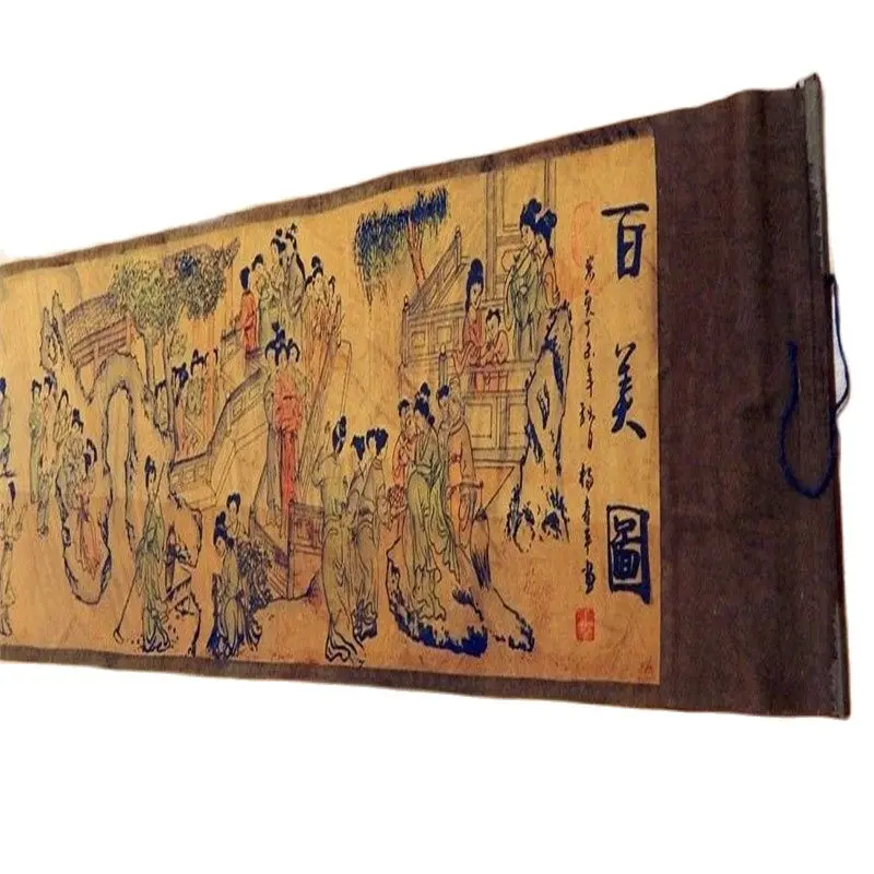 Details about   Silk Paper Pretty Chinese Ancient Painting 1 hundred Beautiful women Scroll 百美图 