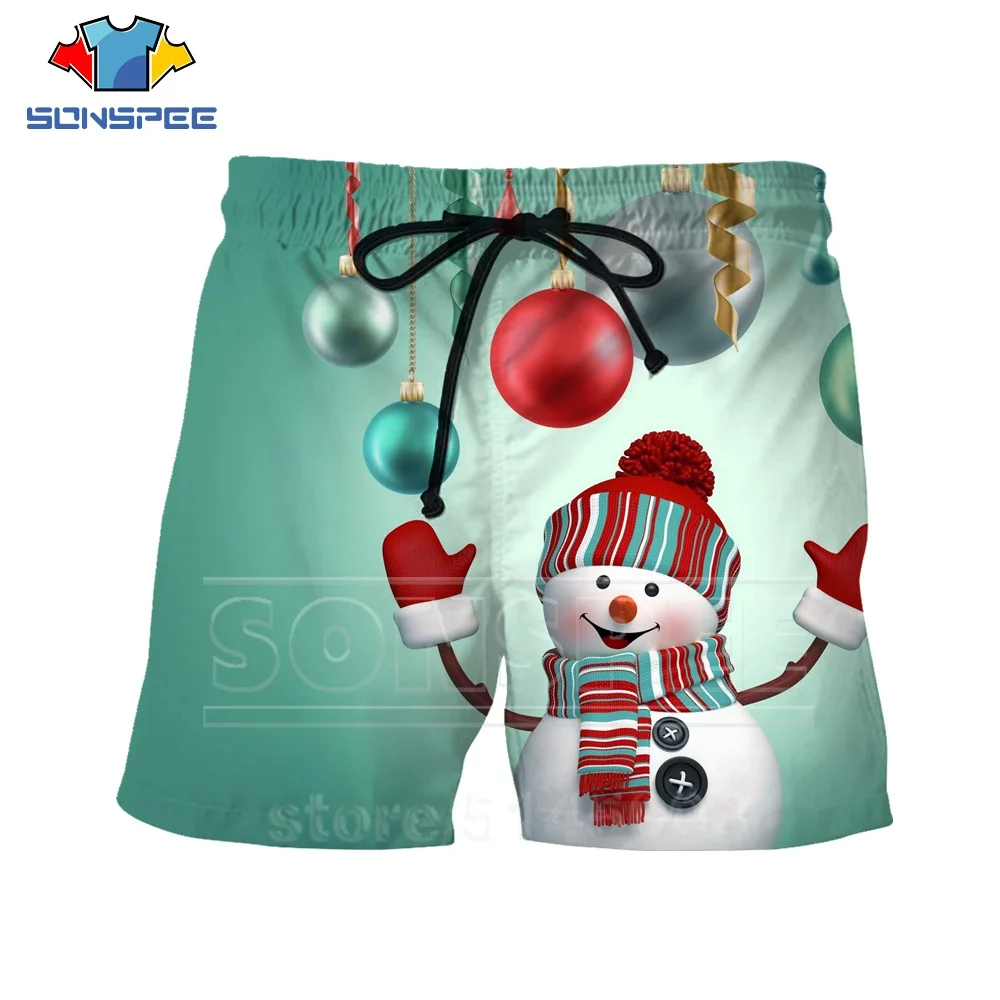 Рождественские шорты летние мужские и женские Дональд Трамп 3D принт Снеговик пляж Хип Хоп Уличная мода спортивные фитнес эластичные штаны C083-2 - Цвет: 5