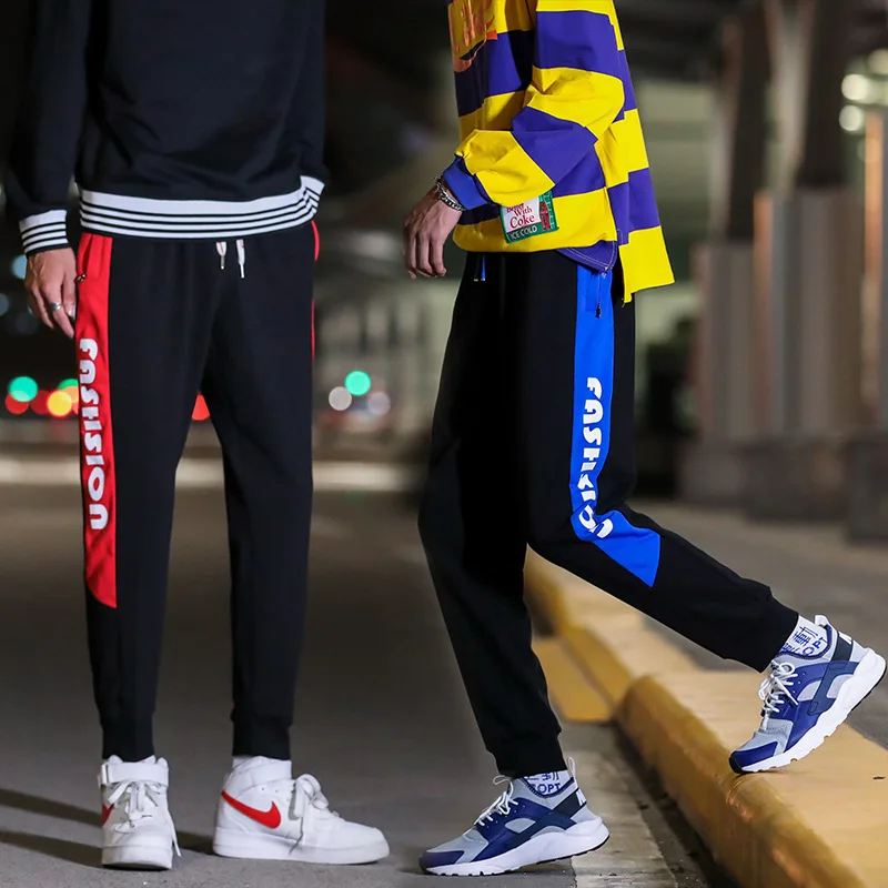 

Spring And Autumn Youth Douyin Beam Leg Casual Pants Men's Slim Fit Mixed Colors Closing Fashion Athletic Pants Loose-Fit Trouse