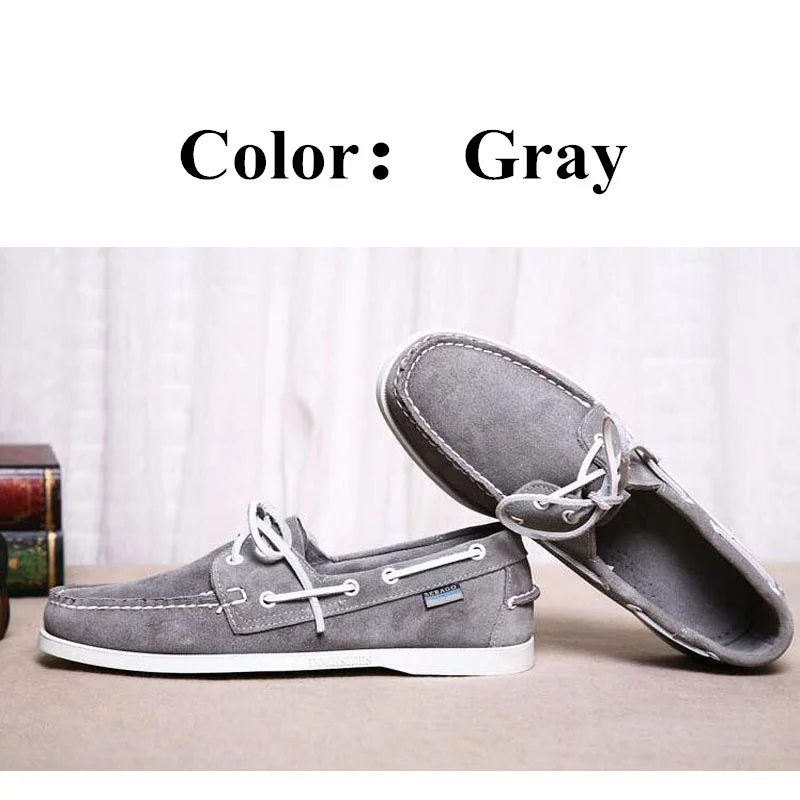 Men Women Genuine Leather Docksides Classic Boat Shoes,Man Homme Femme Red Brown Plus Size 36-46 Brand Flats Loafers 2019A088