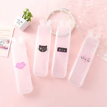 

Simple Transparent Pencil Case Rabbit Ear Multifunctional Pencil Box Plastic Storage Box Learning Stationery Office Supplies