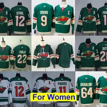 Все сшитые женские футболки Миннесота Зак Parise Mikko Koivu Kevin Fiala
