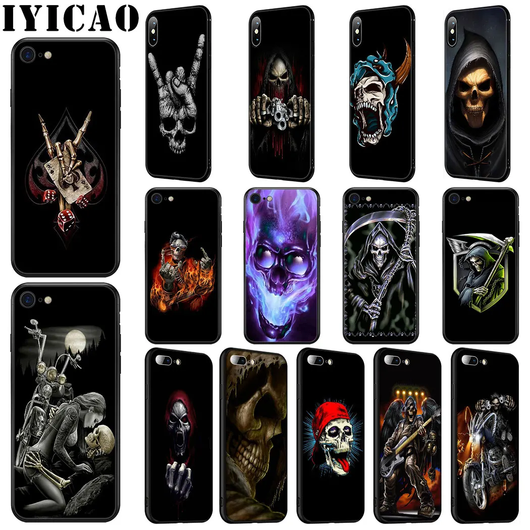 IYICAO Grim Reaper Skull Skeleton Soft Silicone Case for iPhone 11 Pro Max XR X XS 6 6S 7 8 Plus 5 5S SE Phone |