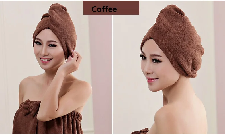 Dark Brown Сверхтонкое волокно для сухих волос банное полотенце из микрофибры быстрое высыхание тюрбан супер абсорбирующий женский головной убор для волос с кнопкой утолщение - Цвет: Dark Brown