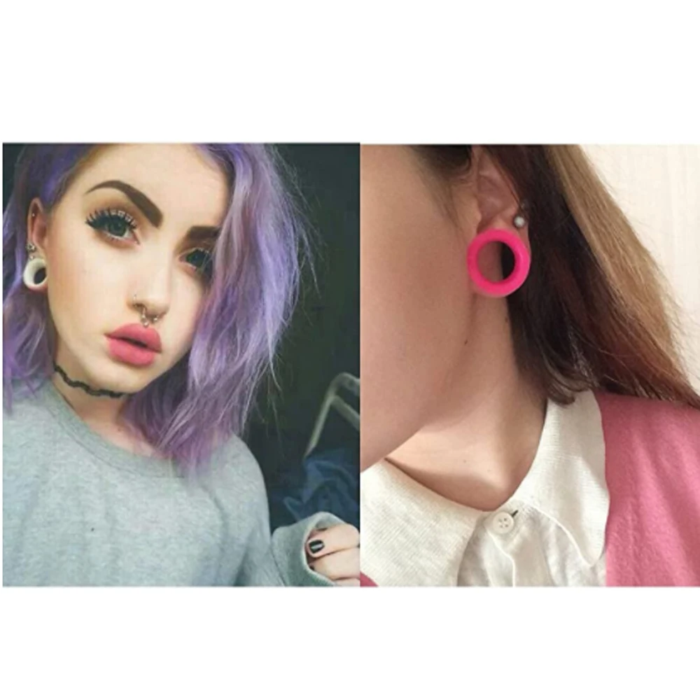 Pair Flexible Silicone Ear Tunnels Plugs Ear Hollow Flesh Gauges Piercing Expander Earring Body Jewelry Earlets piercing jewelry body piercing earrings ear piercing jewelry body piercing jewelry body jewelry