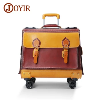 

JOYIR Genuine Leather Rolling Luggage Business Travel Suitcase Trolley Case on Wheel High Quality