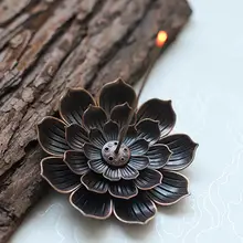 6 отверстие лотоса бронзовая тарелка-кадило Конус ладан держатель горелок сиденье классический Декор для дома лотоса палочка курильница