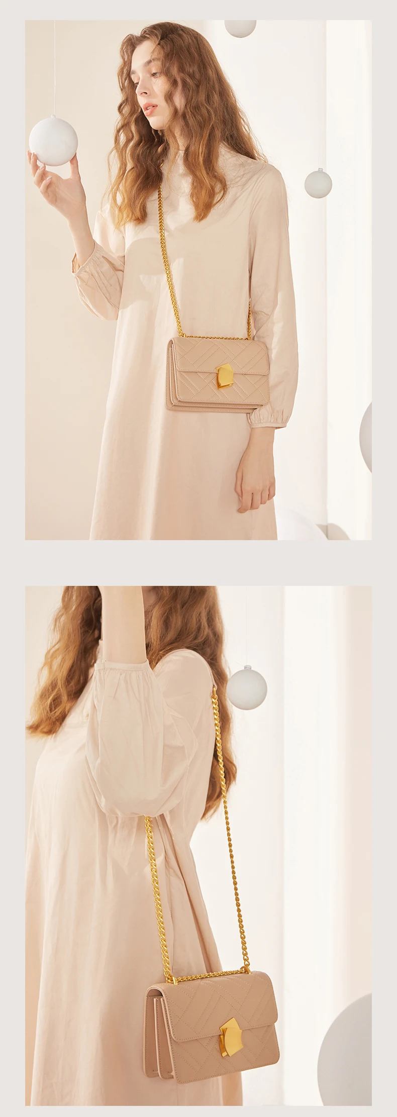 Genuine Leather Lattice Chain White Bag Single Shoulder Messenger Small Square Package Woman luxury handbags women designer