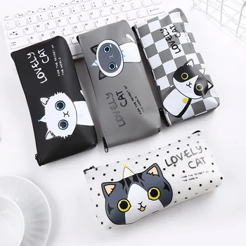 

Young STUDENT'S Pencil Case Stationery Bags Middle School Students Pencil Case Women's Lead Pencil Case Simple Pu Cat Pencil Cas