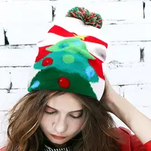 Новинка для взрослых детей прекрасный Рождественский светодиодный светильник бини вязанная теплая шапка набор из шапки и шарфа