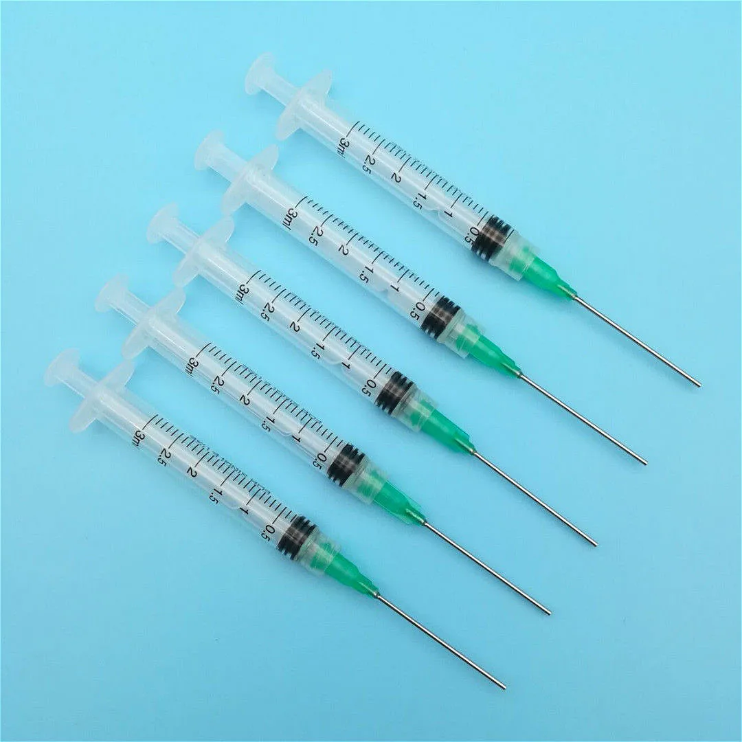 5Pack 3ML Dispensing Syringe 18Ga 1.5" Blunt Tip Needle Stainless Steel For Mixing Liquid