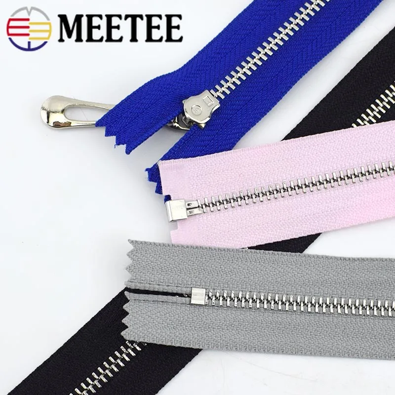 5pcs 20/30cm Close-End 40-70cm Open-End 3# Metal Zipper DIY Silver Tooth Coat Decoration Zip Garment Sewing Material ZA097