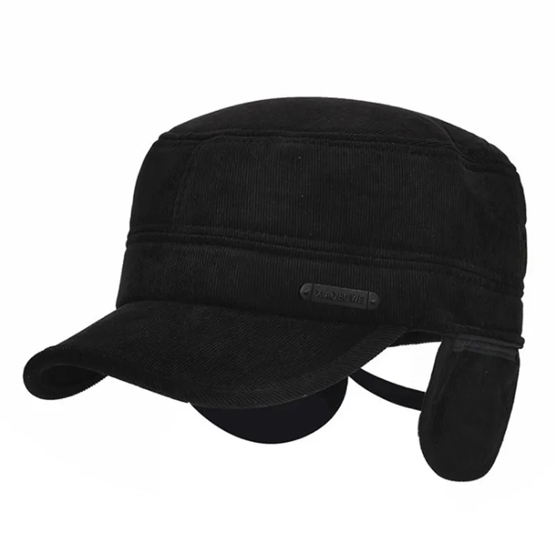 SILOQIN мужская плоская кепка зимний утепленный хлопковый армейские военные шапки регулируемые размеры теплые наушники для отдыха спортивные зимние шапки