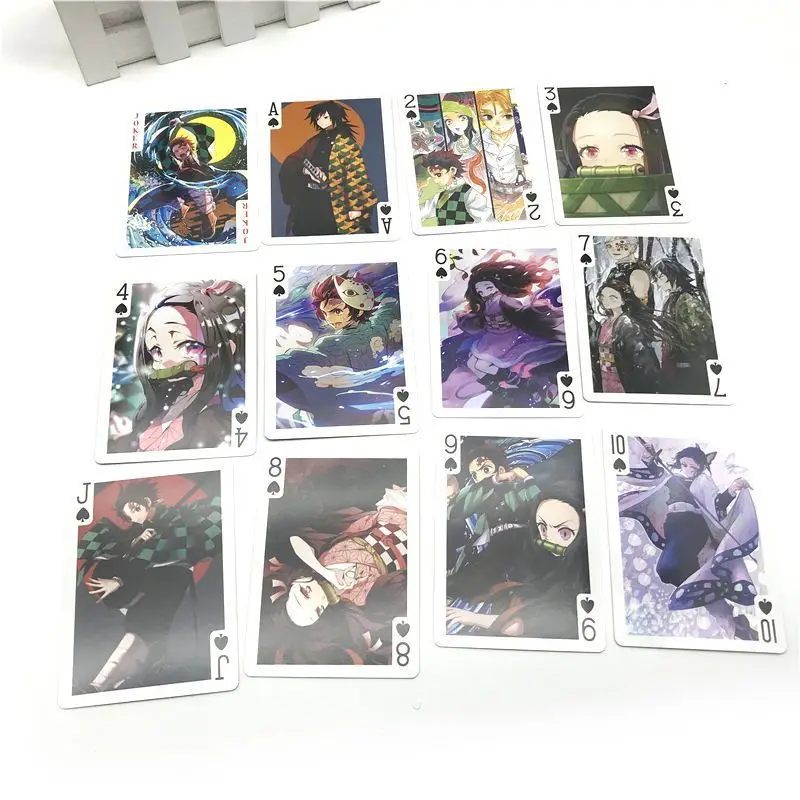 54Pcs Anime Surrounding Demon Slayer Figure Cards Poker Board Game Playing Cards DemonSlayer Poker Cards