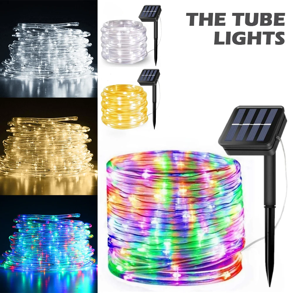 

12M 100LED String Lights PVC Waterproof Flexible LED Solar Christmas Lights Outdoor Holiday Wedding Decoration Wire Fairy Lights