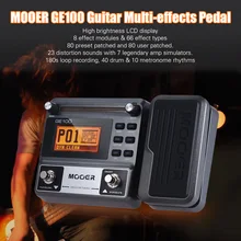 MOOER GE100 Guitar Multi-effects Processor Effect Pedal with Loop Recording Tuning Tap Tempo Rhythm Setting Scale & Chord Lesson
