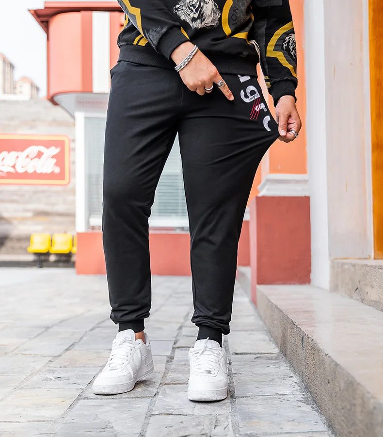 Производство оптом популярный бренд большого размера плюс размер d Menswear осень стиль мужские повседневные брюки shou jiao kou напечатаны Lett