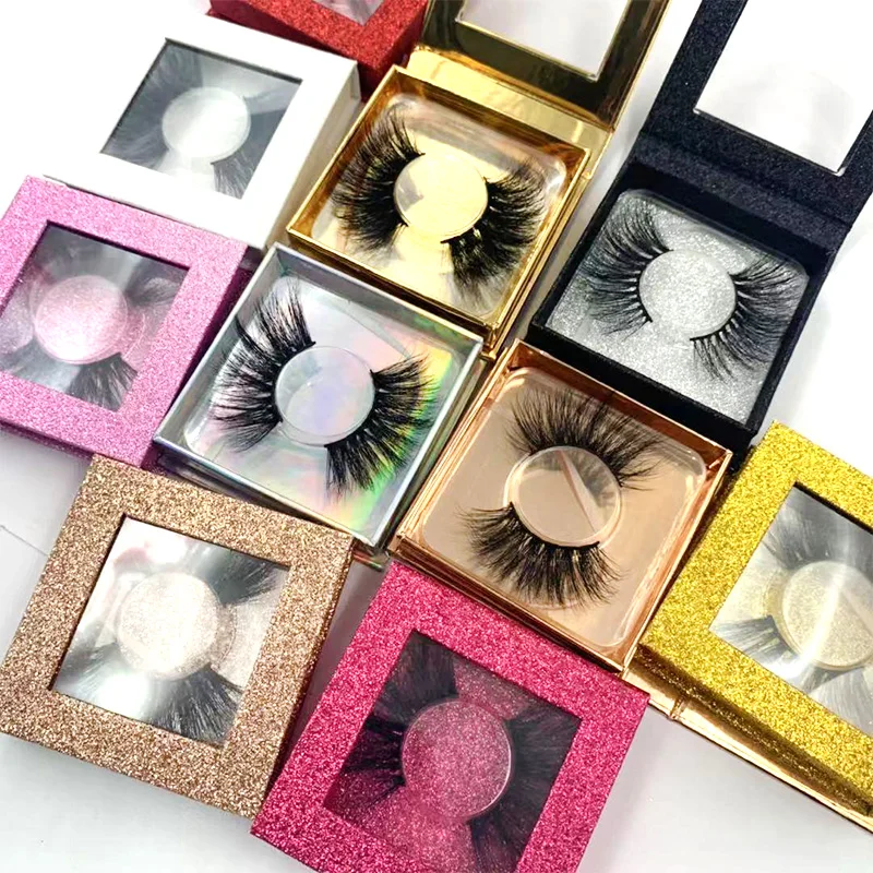 

NEW 25mm False Eyelashes Wholesale Thick Strip 25mm 3D Mink Lashes squareing boxs Makeup Dramatic Long Mink Lashes