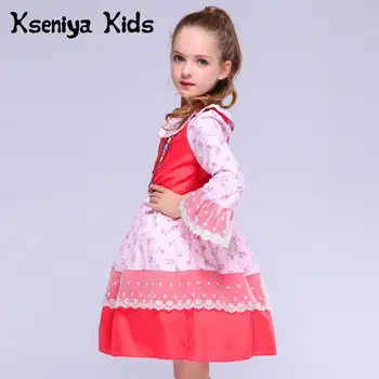 

Kseniya Kids 2017 Cotton Spring Pink Red Cute Baby Girl Clothes Christmas Thanksgiving Flower Girls Lace Dress Boutique Clothing