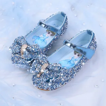 

Disney Girls single shoes princess spring and autumn new children's leather shoes girls crystal shoes frozen elsa shoes 23-36
