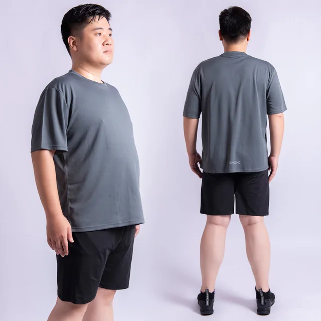 Летние шорты+ рубашка плюс размер 5XL 6XL спортивный костюм быстросохнущие воздухопроницаемые кроссовки для мужчин комплект для бега спортивный костюм для бега - Цвет: grey black