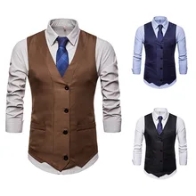 Мужской однобортный жилет с v-образным вырезом спортивный костюм жилет M46