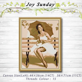 

Woman with the umbrella decor painting 14CT 11CT counted cross stitch kits embroidery sets Needlework Sets Home decor