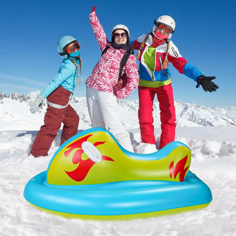 Inflatable Snow Sled Operating Handle Beautiful Winter Activities Sledding Tube Convenient Snow Sled Cold-resistant for Adults