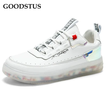 

GOODSTUS Men Pu Sneaker Large Size Breathable Solid Simple Style Crystal Thick Bottom New Fashion Comfortable Male Casual Shoes