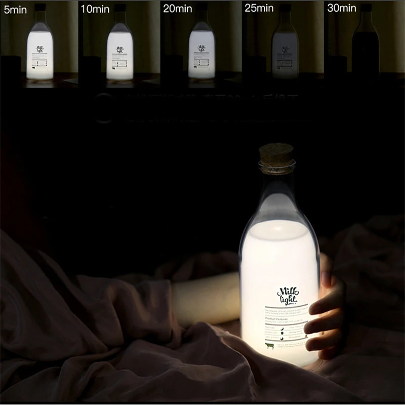 

Milk Bottle LED Night Light USB Charging DIY Message Night Lamp Timing Room Bedside Lamp Home Creactive Decor Rechargeable Lamp