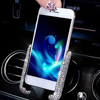 

Crystal Diamond Universal Car Mobile Phone Holder Bling Rhinestone Car Air Vent Mobile Phone Mount Stand For iPhone Samsung 2020