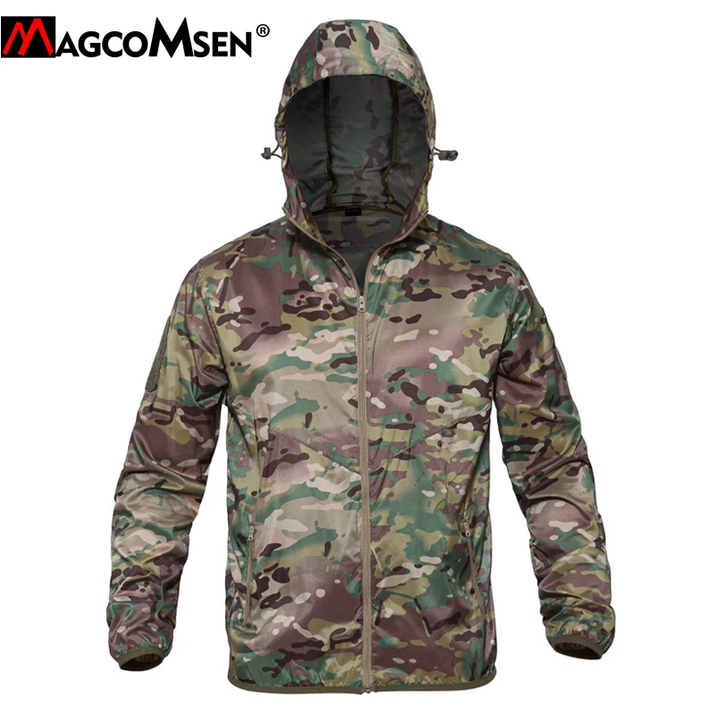 

MAGCOMSEN Summer Tactical Jackets Men Camouflage Army Combat Skin Jacket Lightweight Quick Dry Military Hike Fish Airsoft Clothe