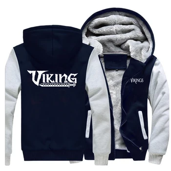 

Men's Thick Warm Winter VIKINGS Letter Outerwear Men Warm Jackets Clothing Windproof Hoody Coat Thick Overcoat Clothing