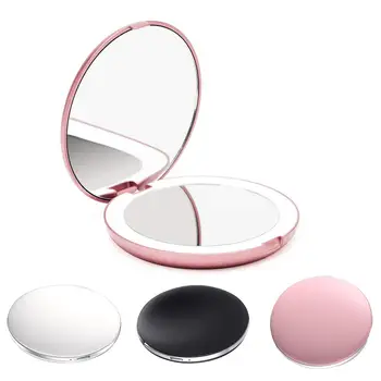 

Mini Makeup Mirror Compact Pocket Face Lip Cosmetic LED Light Mirror Travel Portable Lighting Mirror 1X/5X Magnifying Foldable