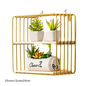 

Wall Hanging Shelf Rack Convenient Iron Geometric Storage Holder for Living Room DNJ998