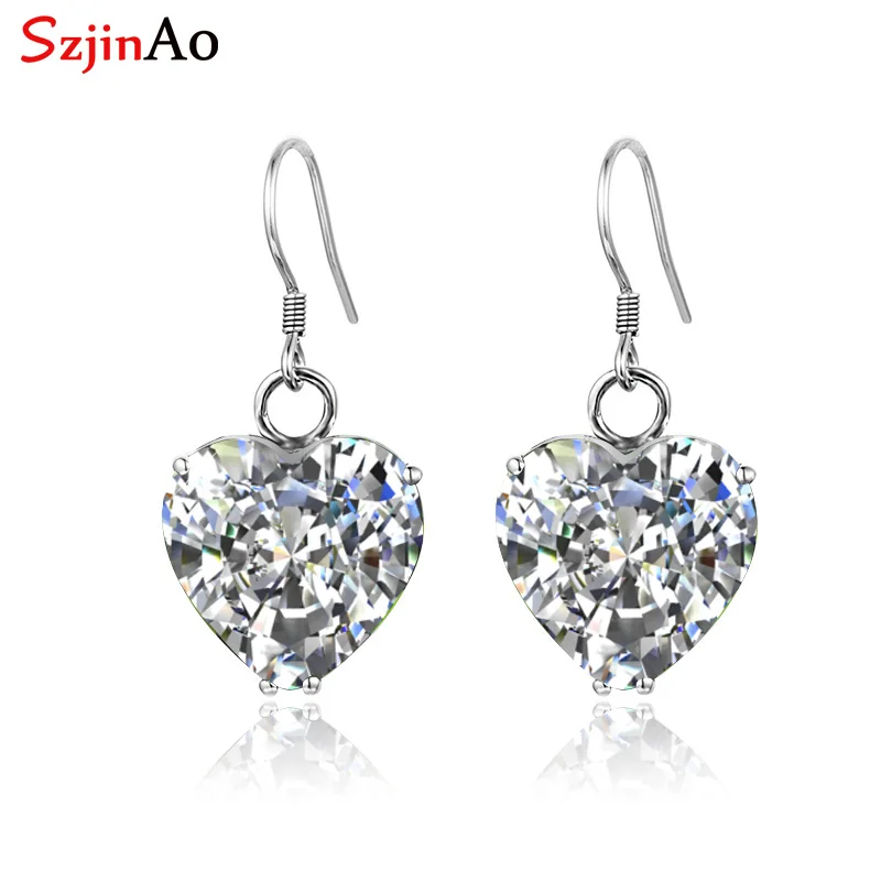 

SzjinAo Handmade March Birthstone Unique Aquamarine Earrings For Women solid 925 sterling silver Vintaga Earring Wedding Gift
